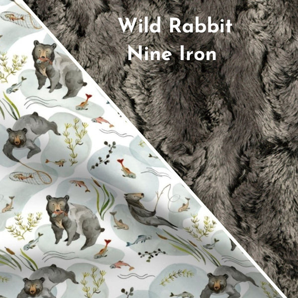 Design Your Own Minky Blanket in Black Bear Gone Fishin’