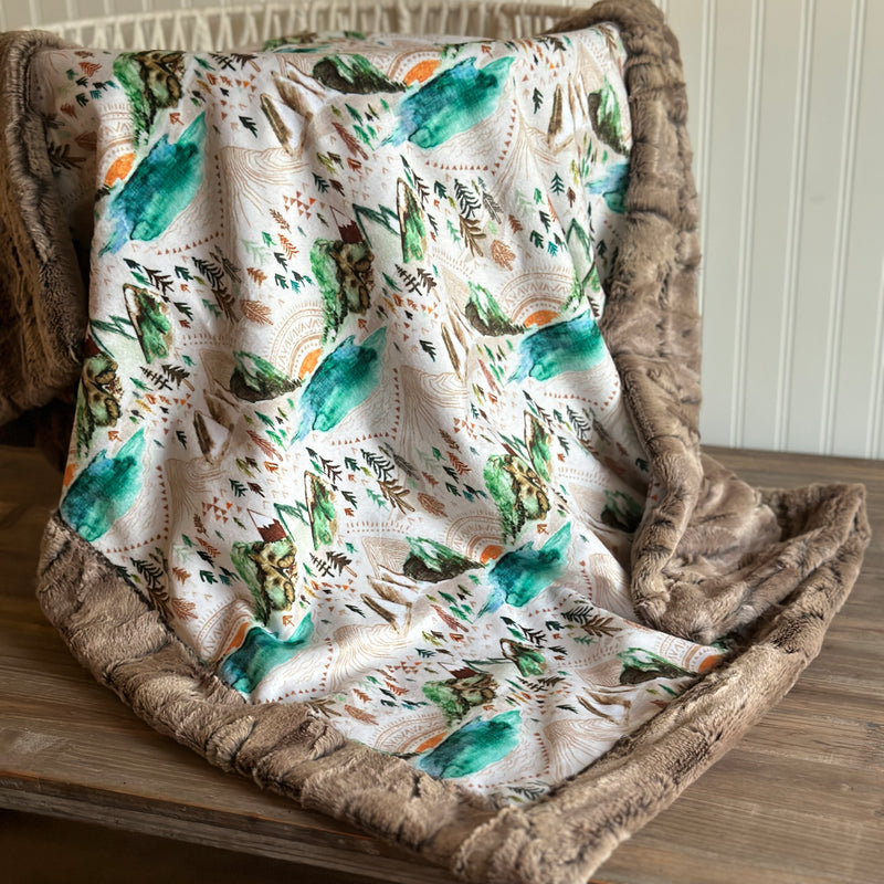 Valley of the Sun in Olive Minky Blanket