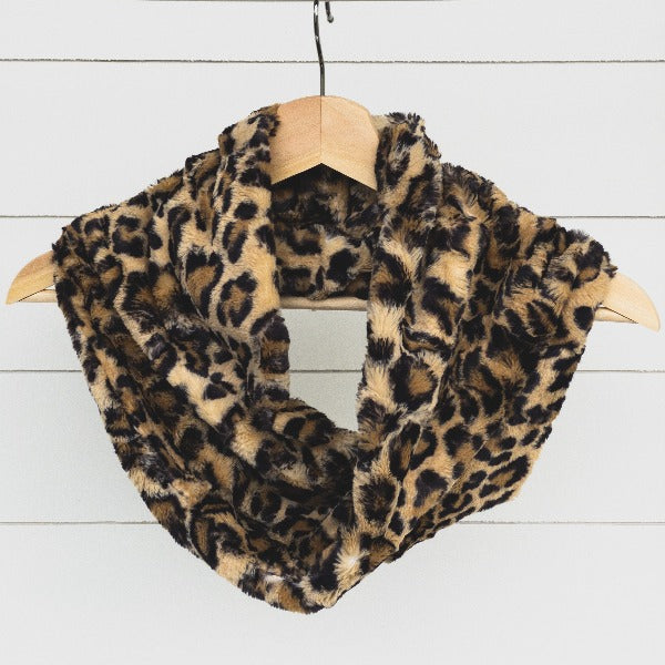 Chickadee Luxe Cuddle Infinity Scarf in Leopard Sand Minky