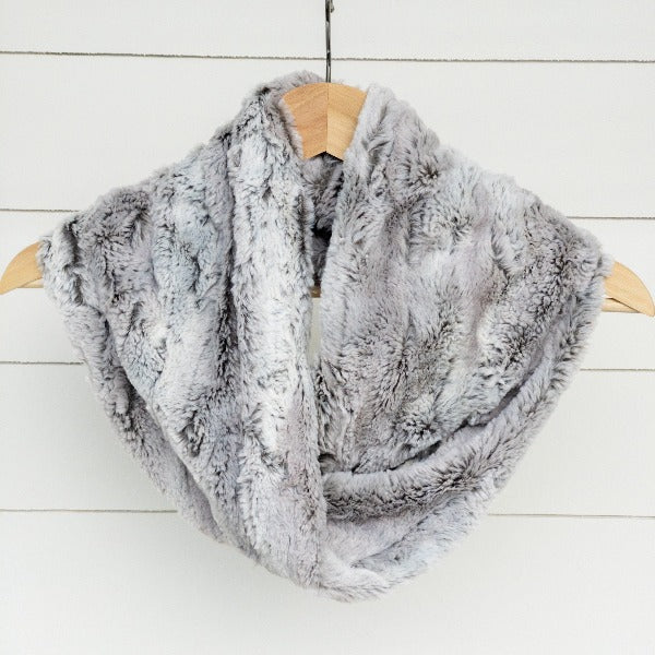 Chickadee Luxe Cuddle Infinity Scarf in Sterling Silver Fox Minky