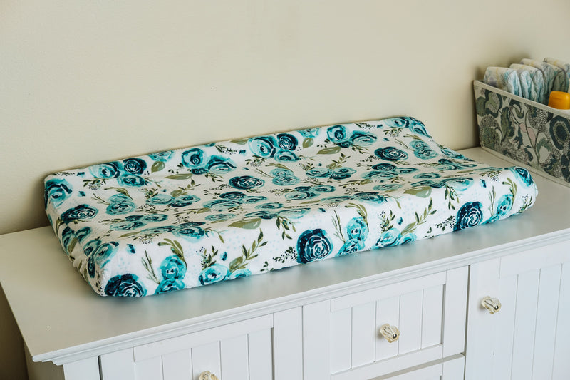 Contoured Changing Pad Cover in Mallard Rosie Floral