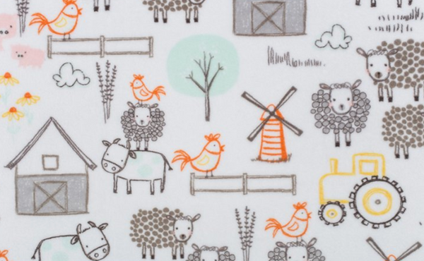 Fitted Crib Sheet in E-I-E-I-O Farm Print Minky