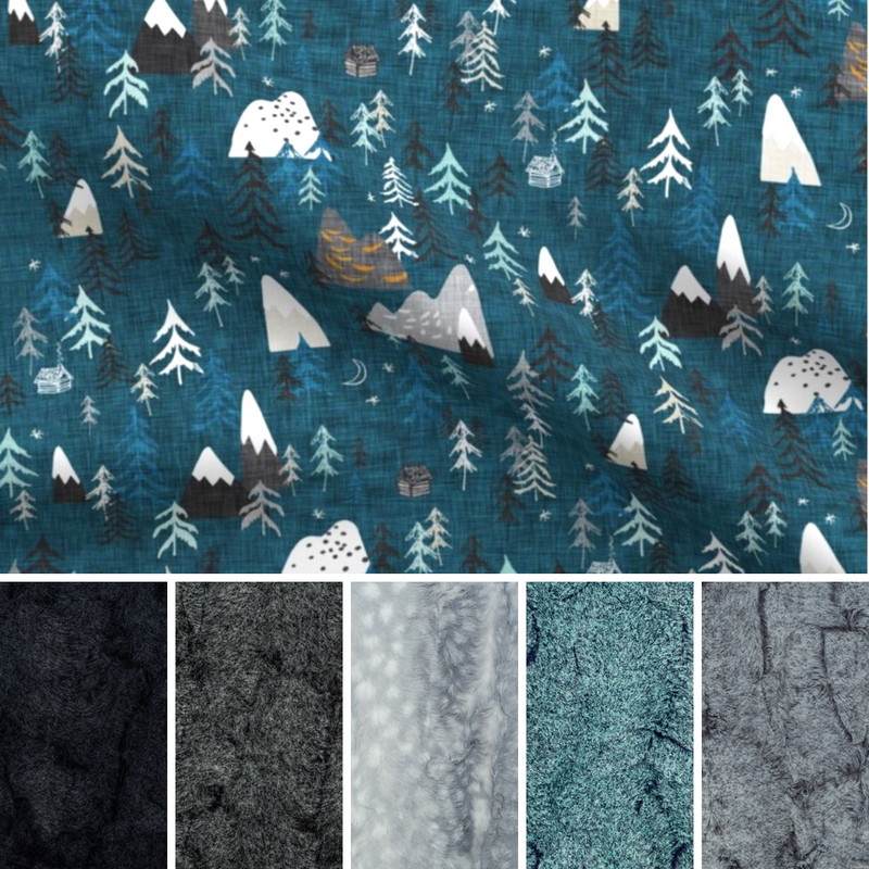 Design Your Own Minky Blanket in Midnight Forest Peaks
