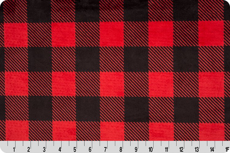 Fitted Crib Sheet in Red Buffalo Check Minky